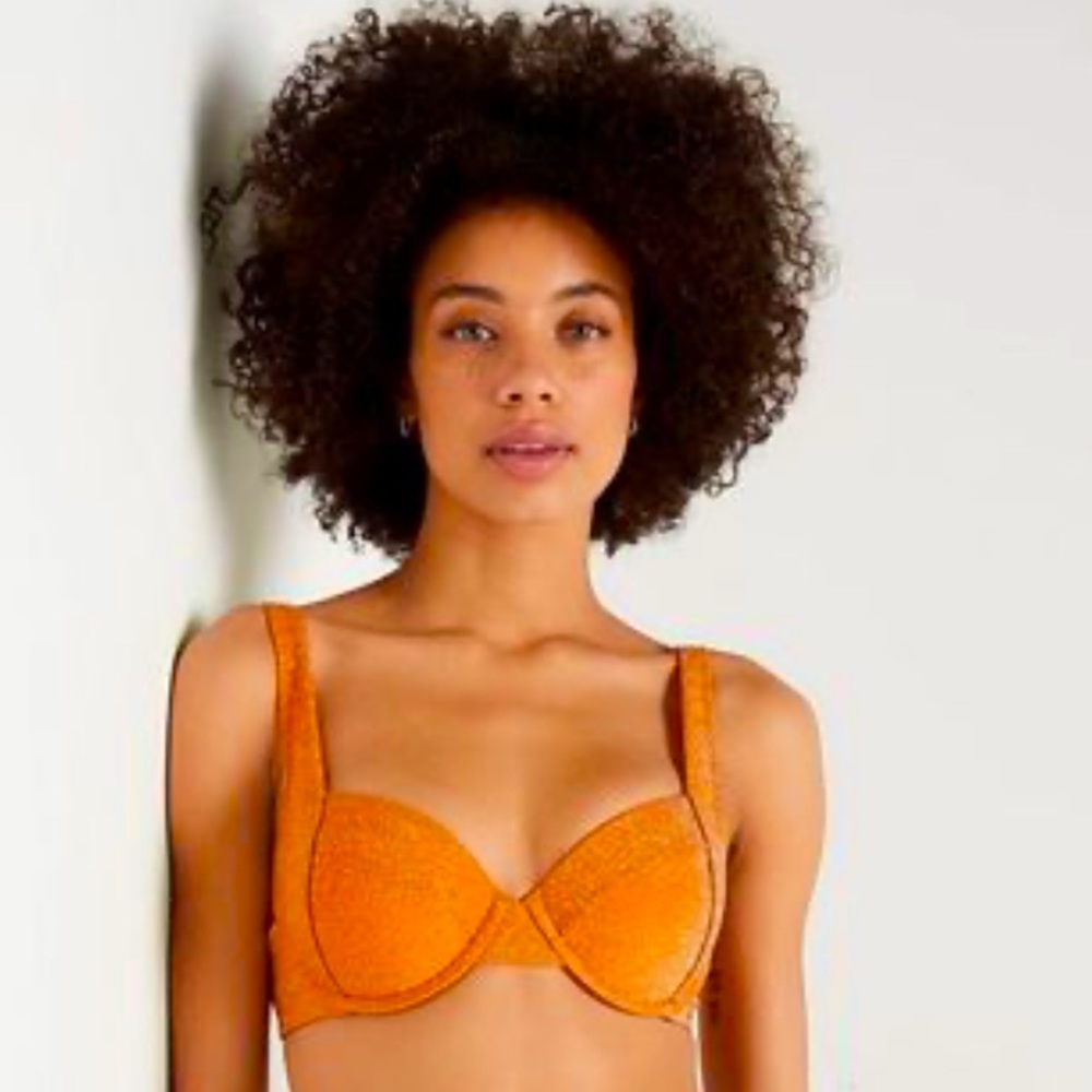 Victoria Secret Shimmer Push-up Bikini Top XS Tangelo Orange